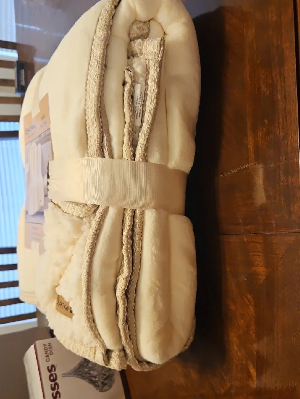 BearPaw Hallie Plush Throw Blanket in Cream